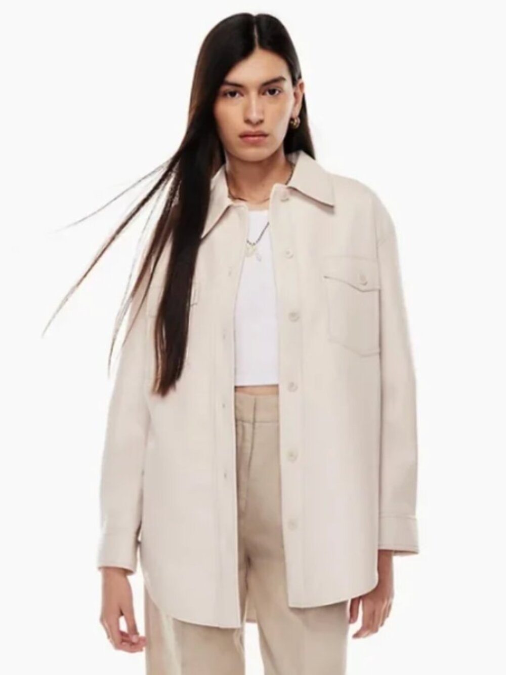 Aritzia Wilfred The Ganna Vegan Leather Shirt Jacket